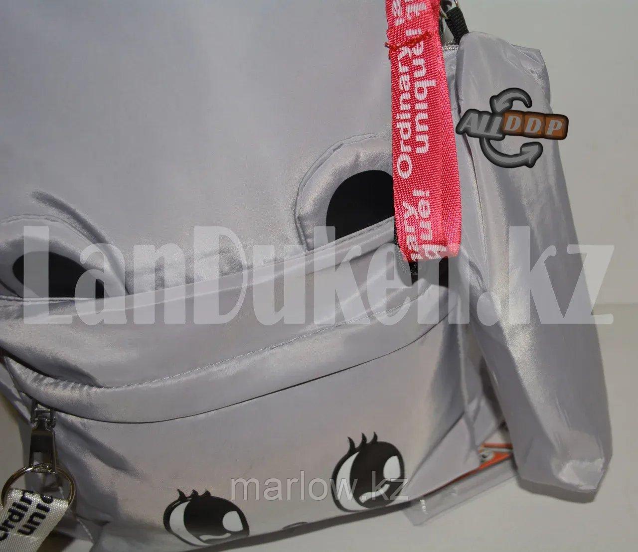 Универсальный школьный рюкзак с пеналом с глазами серый - фото 7 - id-p111454025