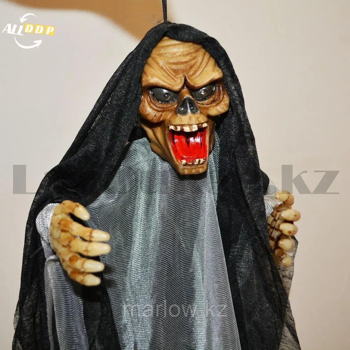 Декорация Скелет музыкальный для Хэллоуина с реакцией на касания (серо-черный) маленький - фото 6 - id-p111459996