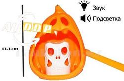 Музыкальный светящийся фонарь тыква внутри череп (высота 15.5)