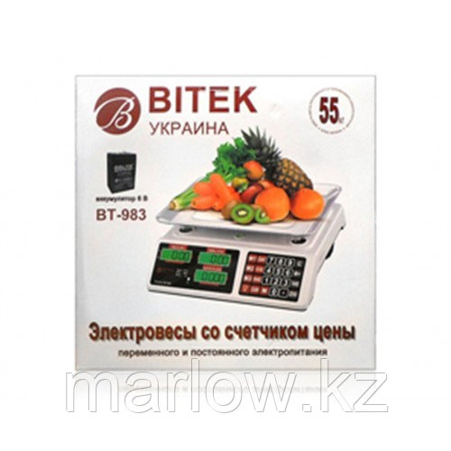 Весы электронные торговые BITEK BT-983 до 55 кг с аккумулятором 6В - фото 1 - id-p111459002