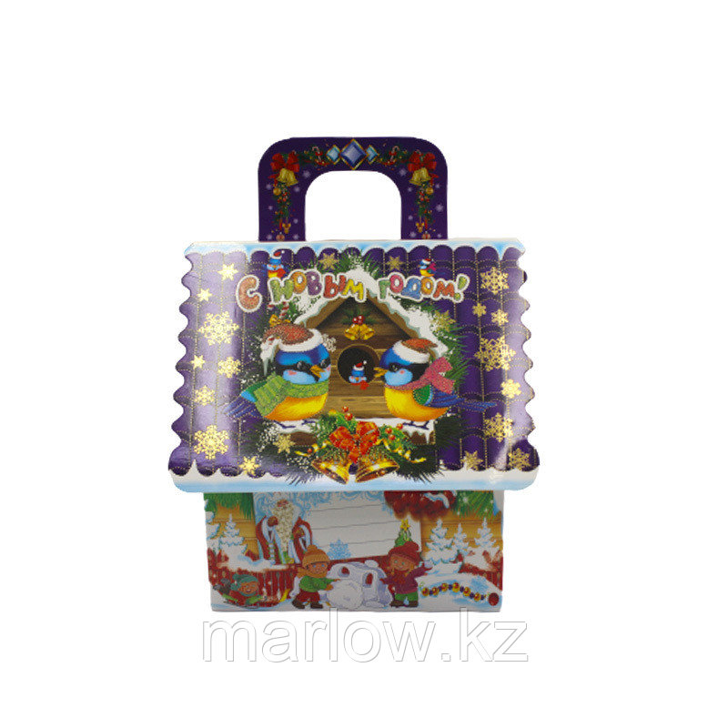 Новогодняя подарочная коробка "Домик на хуторке"2 фиолетовый - фото 1 - id-p111460987
