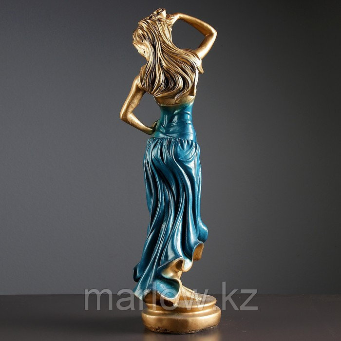 Фигура "Девушка с розой" бронза синее платье 15×20×55 см, - фото 4 - id-p111439293