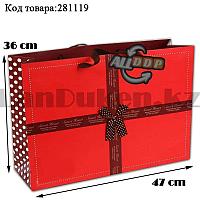 Пакет подарочный большой 47см х 36см х 15см прямоугольной формы красный цвет с бантиком