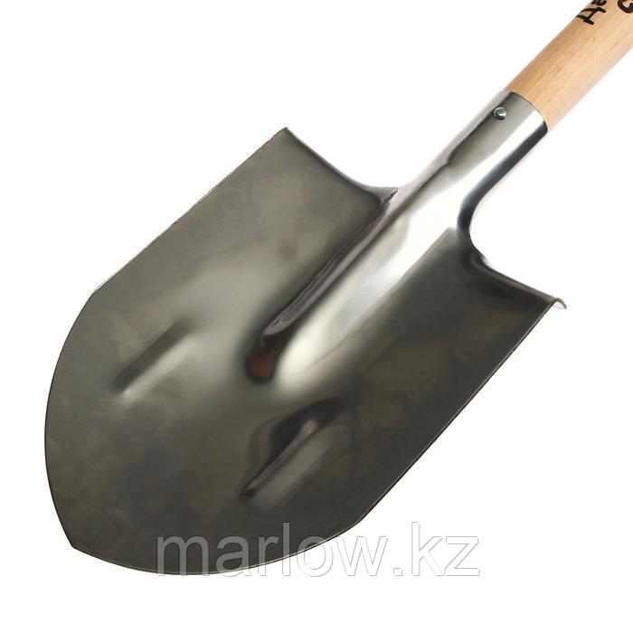 Лопата штыковая, острая, нержавеющая сталь, толщина 2 мм, деревянный черенок - фото 2 - id-p111465104