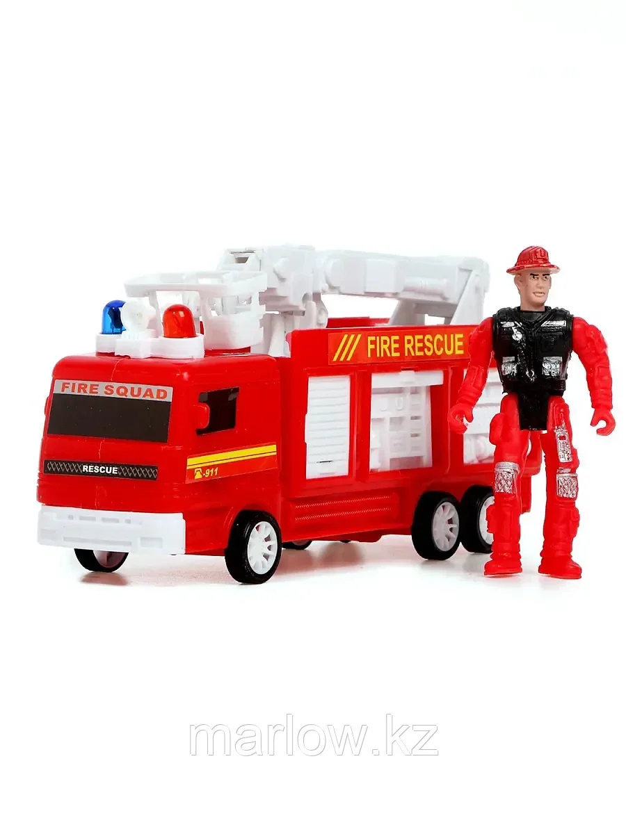 Набор игровой пожарных, пожарная машина(свет,звук) + фигурка пожарного с подвижными конечностями - фото 1 - id-p111443332