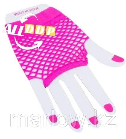 Перчатки Сетка короткие без пальцев (темно розовые) - фото 1 - id-p111460181