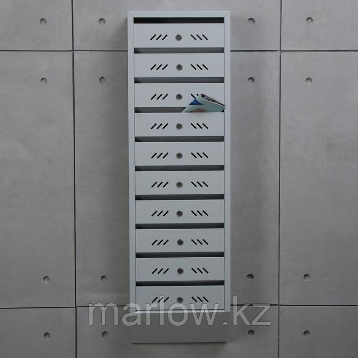 Ящик почтовый, многосекционный, 10 секций, с задней стенкой, серый - фото 1 - id-p111463180