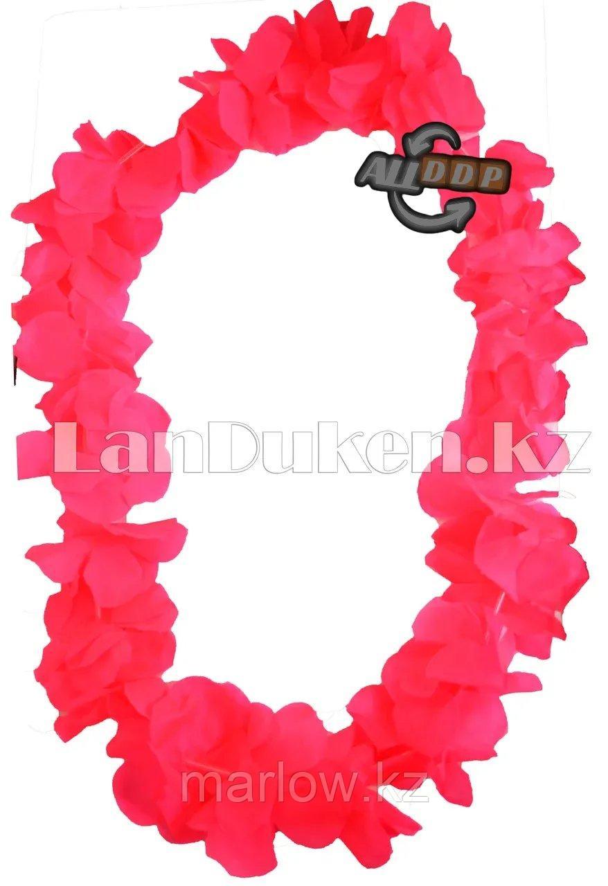 Гавайские бусы Леи из ярко-розовых цветов (диаметр по окружности 44-50 см) - фото 1 - id-p111453255