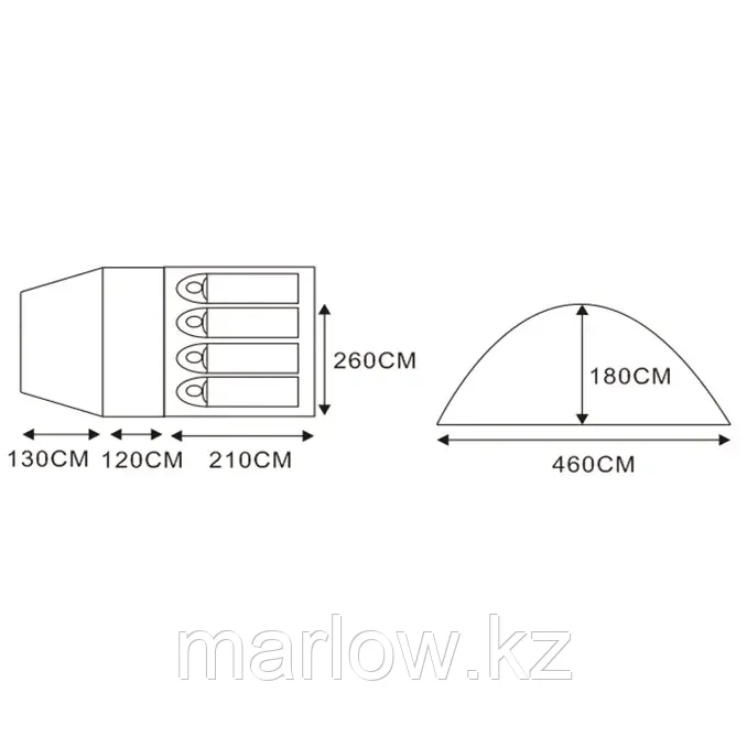Палатка туристическая 4-х местная 460*260*180 см 102505 ТМ RUSH WAY - фото 2 - id-p111448314