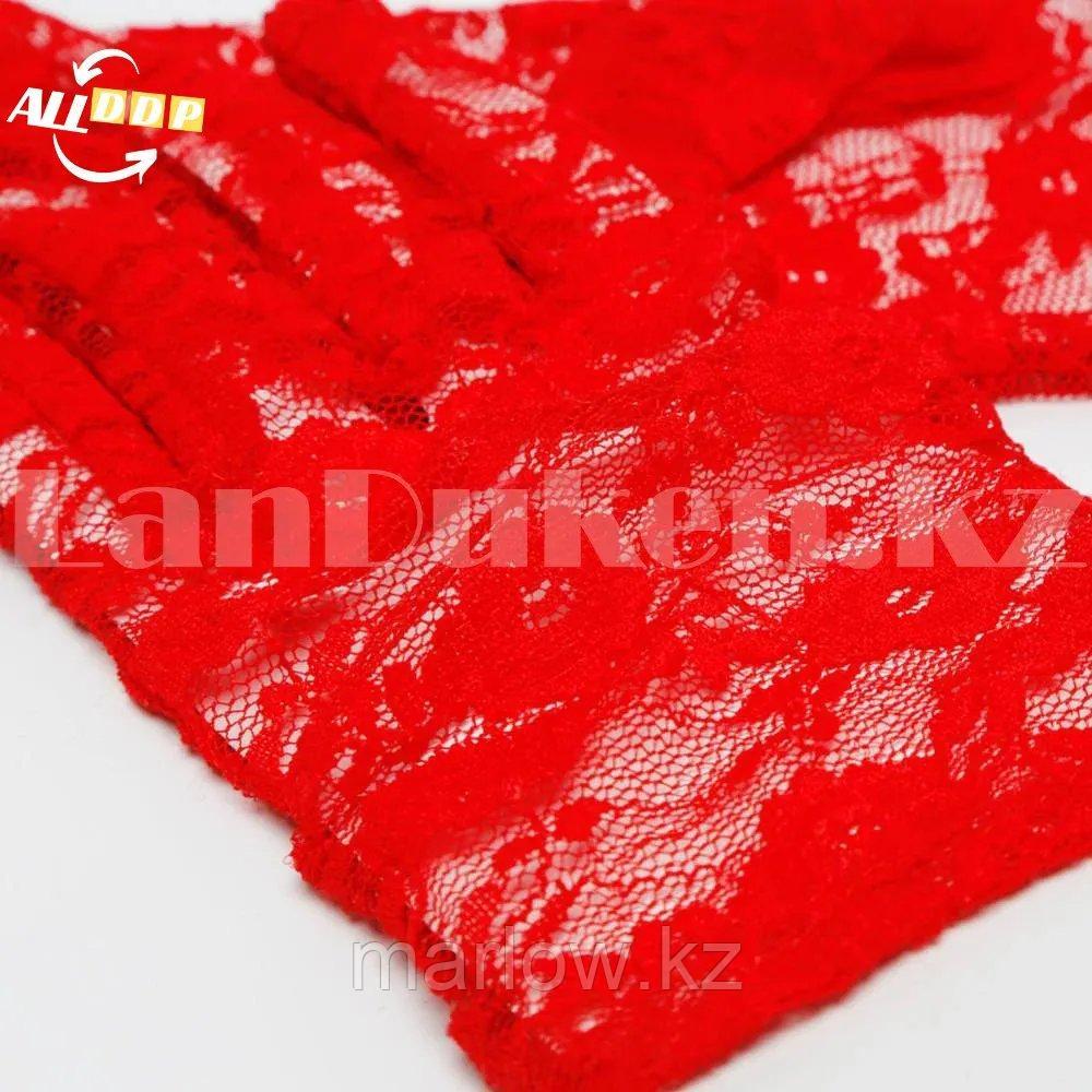 Перчатка Сетка капроновые ажурные с вышивкой короткие красная - фото 7 - id-p111460213