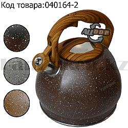Чайник для кипячения воды со свистком эмалированный с подарочной сумкой в комплекте 3 литр цвет коричневый