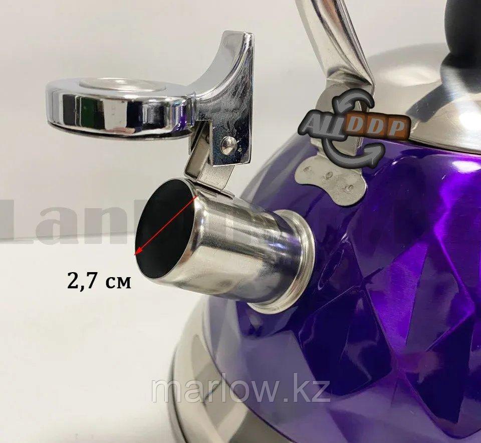Набор чайный двойной чайник для кипячения воды со свистком и заварочный чайник с ситом А-761Т фиолетовый - фото 8 - id-p111453292