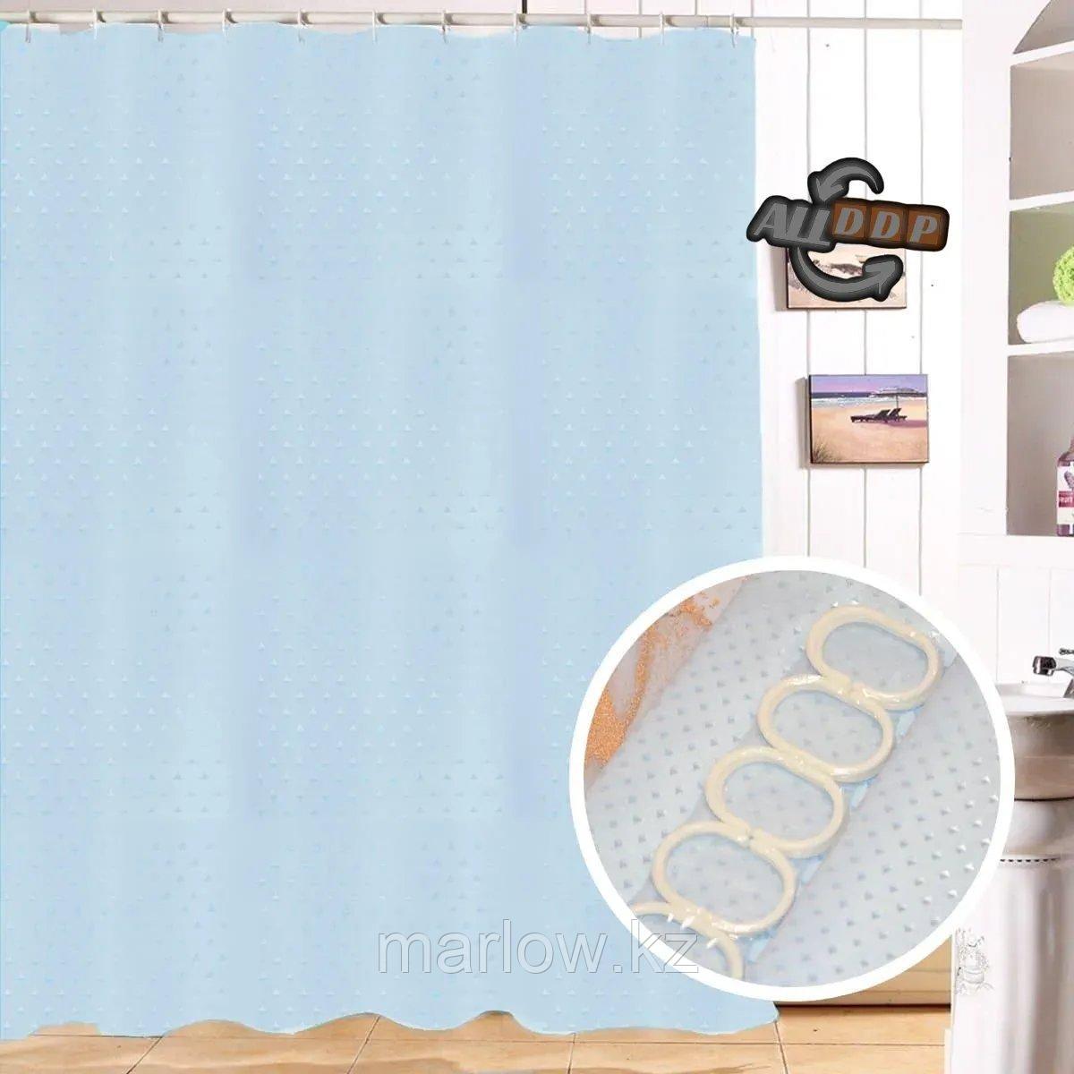 Водонепроницаемая тканевая шторка для ванной Xiang Ju для душа 180х180 см светло-синяя - фото 1 - id-p111453320
