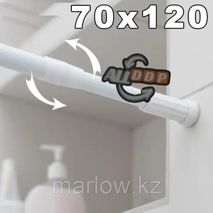 Карниз для ванной комнаты телескопический алюминиевый 70х120 см белый - фото 1 - id-p111453322