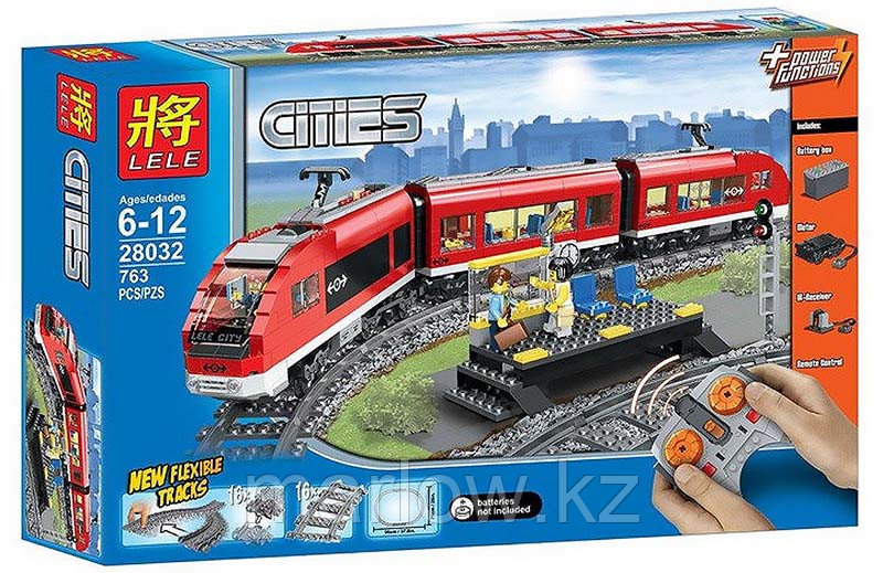 Конструктор Пассажирский Красный поезд на р/у LELE 28032 аналог LEGO 7938 - фото 1 - id-p111471151