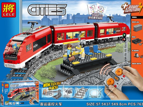 Конструктор Пассажирский Красный поезд на р/у LELE 28032 аналог LEGO 7938 - фото 2 - id-p111471151