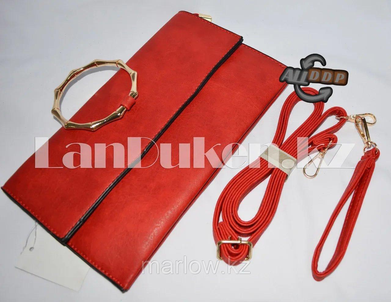 Клатч с ручкой-браслетом красный 9078 - фото 2 - id-p111454331