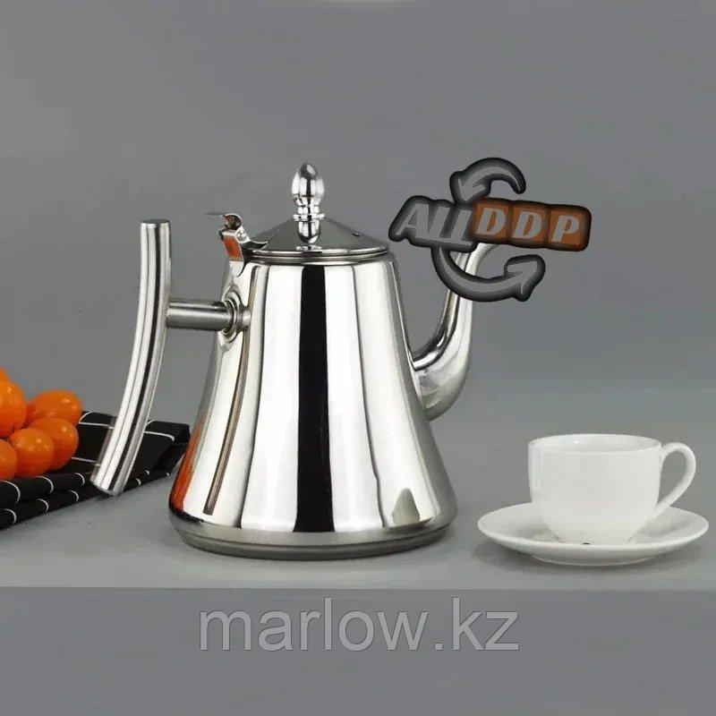 Чайник заварочный с ситом и удобной ручкой для чая и кофе из нержавеющей стали 1,8 л Kashi kettle Xiong Qiang - фото 1 - id-p111453353
