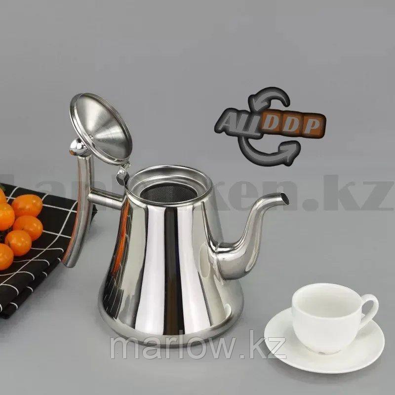 Чайник заварочный с ситом и удобной ручкой для чая и кофе из нержавеющей стали 1,8 л Kashi kettle Xiong Qiang - фото 8 - id-p111453353