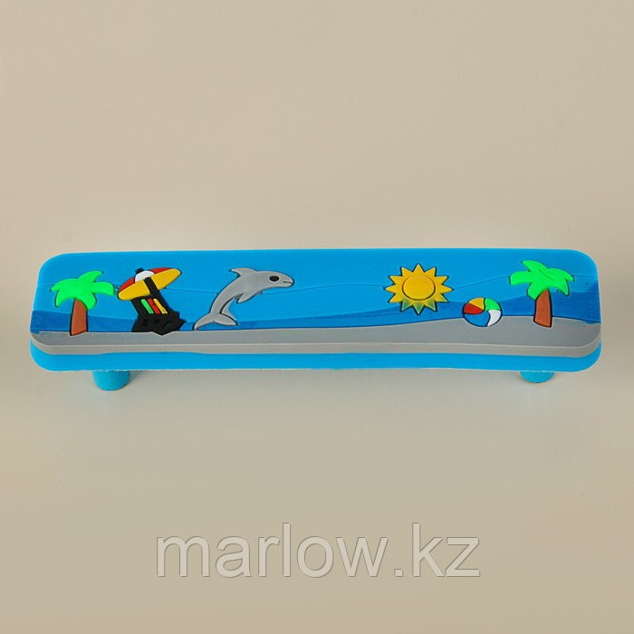 Ручка скоба детская KID 032, "Пляж", м/о 96 мм, резиновая, голубая - фото 2 - id-p111463280