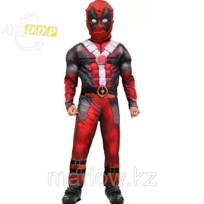 Костюм детский карнавальный водолазка и брюки с маской и имитацией мускулов для мальчиков Дэдпул Deadpool - фото 1 - id-p111460334