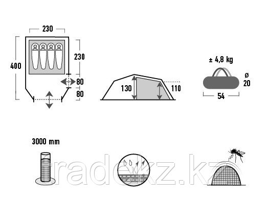 Палатка туристическая HIGH PEAK FALCON 4 LW - фото 2 - id-p111473545