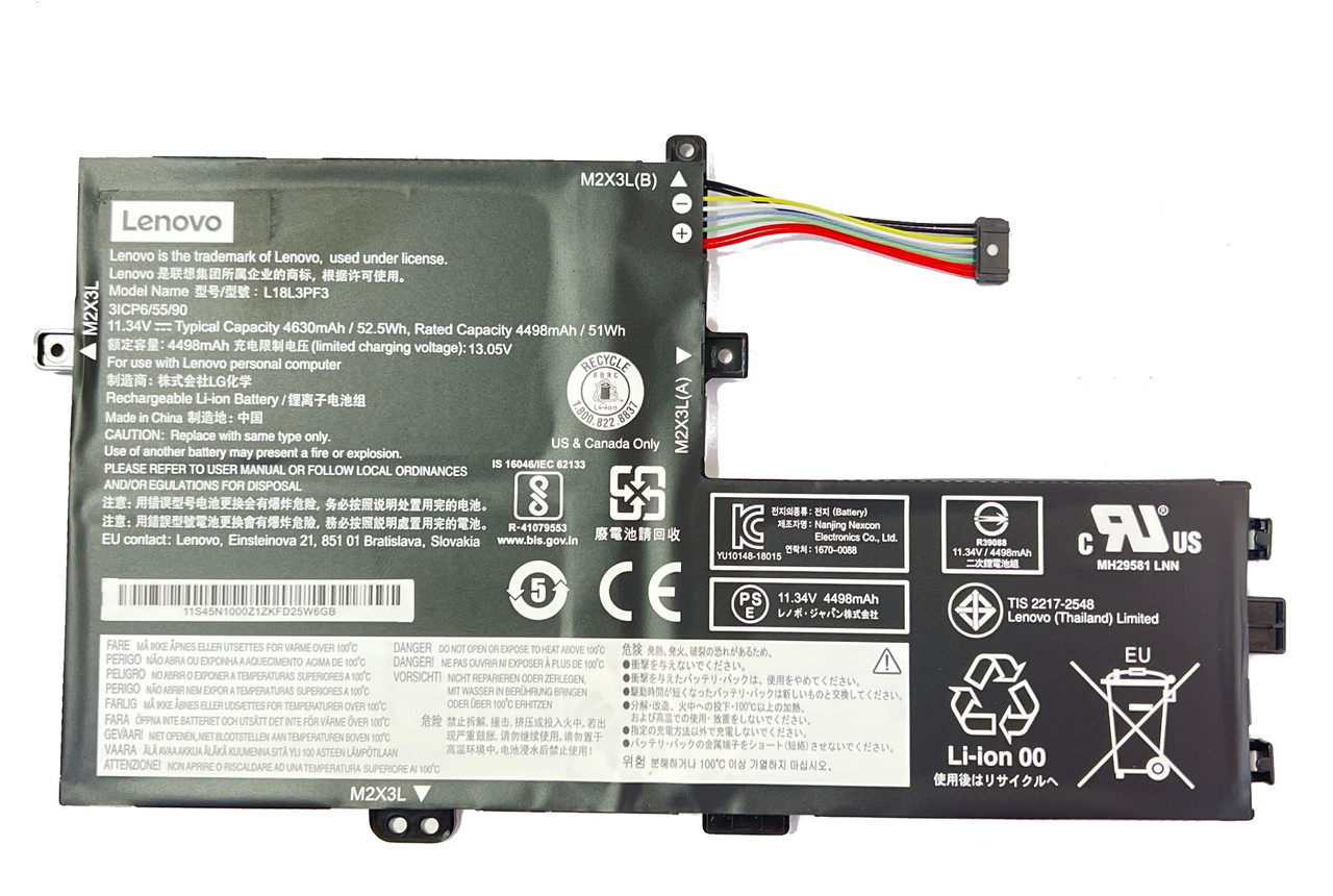 Аккумулятор для ноутбука Lenovo S340-15 L18C3PF3 L18C3PF7 11.34V 4630mAh 52.5wh (org) - фото 1 - id-p104398113