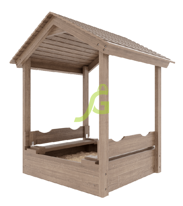 Детская деревянная песочница с крышей и крышкой