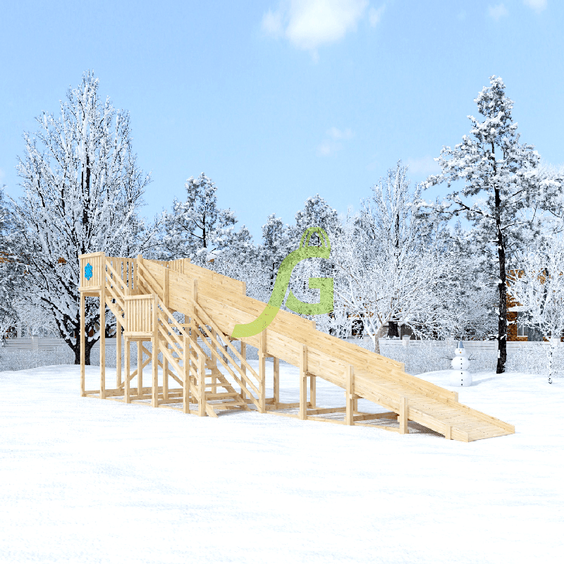 Деревянные зимние горки IgraGrad Зимняя горка "IgraGrad Snow Fox", скат 10 м, без окраски