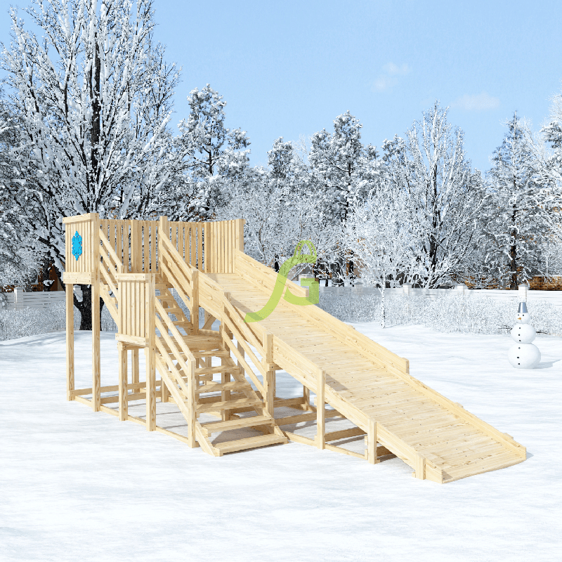 Деревянные зимние горки IgraGrad Детская деревянная зимняя горка "IgraGrad Snow Fox", скат 5,9 м без окраски