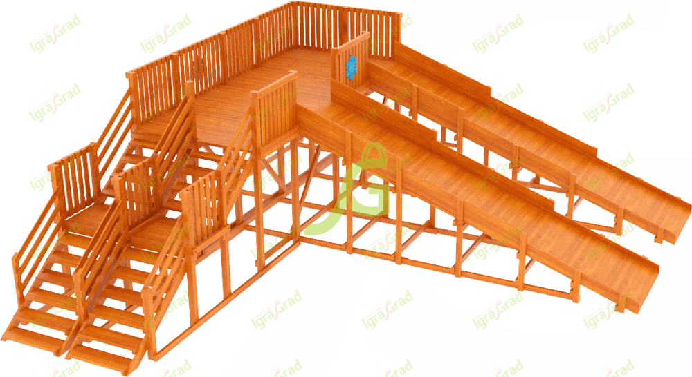 Деревянные зимние горки IgraGrad Зимняя горка "IgraGrad Snow Fox", скат 5,9 м (мод.2)