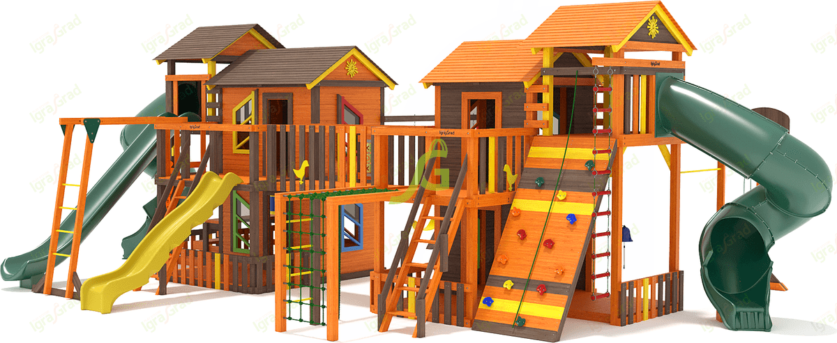Детский игровой комплекс "Домик" IgraGrad Детская деревянная площадка "IgraGrad Домик 7 мод.1" - фото 1 - id-p111593577