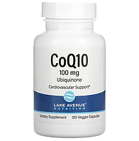 Коэнзим Q10, USP класындағы убикинон, 100 мг, 120 сімдік капсуласы, Lake Avenue Nutrition