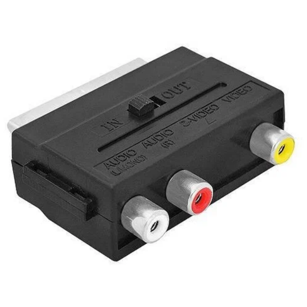 Адаптер SCART - RCA CABLE переходник (Euro) SCART to RCA двухсторонний с переключателем - фото 1 - id-p47981526