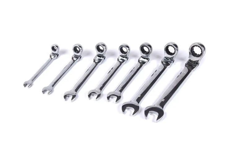 Набор комбинированных ключей SPARK LUX S907 7 PCS (с трещеткой и шарниром), фото 1