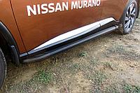 Пороги алюминиевые Slitkoff "Optima Black" 1800 черные Nissan MURANO (2016-)