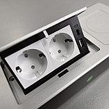 Shelbi Настольный бокс с беспроводной зарядкой, 2 розетки, 1 USB, 1 Type-C, шнур 1,5 м., серебро, фото 6