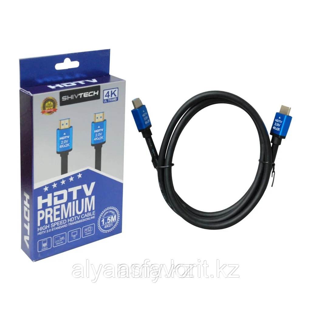 Цифровой кабель HDMI - HDMI HDTV 4K,UHD,V2.0 premium, 1,5 м - фото 1 - id-p111598390