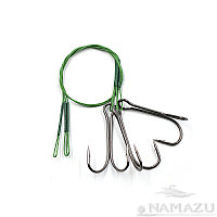 Поводок стальной NAMAZU Leader 1х7 Nylon Coated Green, d-0,39 мм, L-30 см, с двойным крючком/N-LS39-