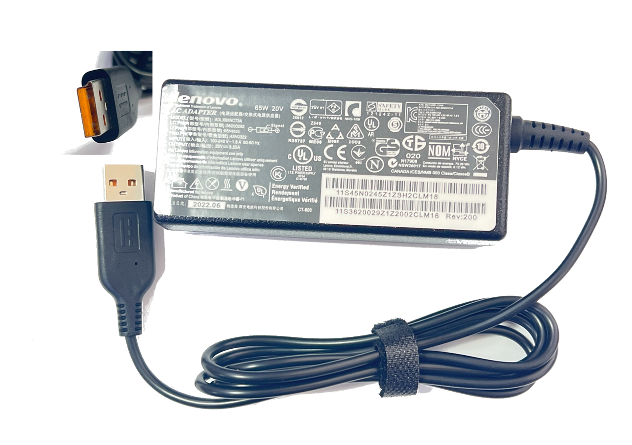 Блок питания для ноутбука Lenovo yoga 3 20v 3.25А USB, фото 1