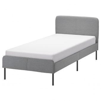 Каркас кровати с обивкой СТОУН (СЛАТТУМ), светло-серый, 90x200 см - фото 1 - id-p111600143