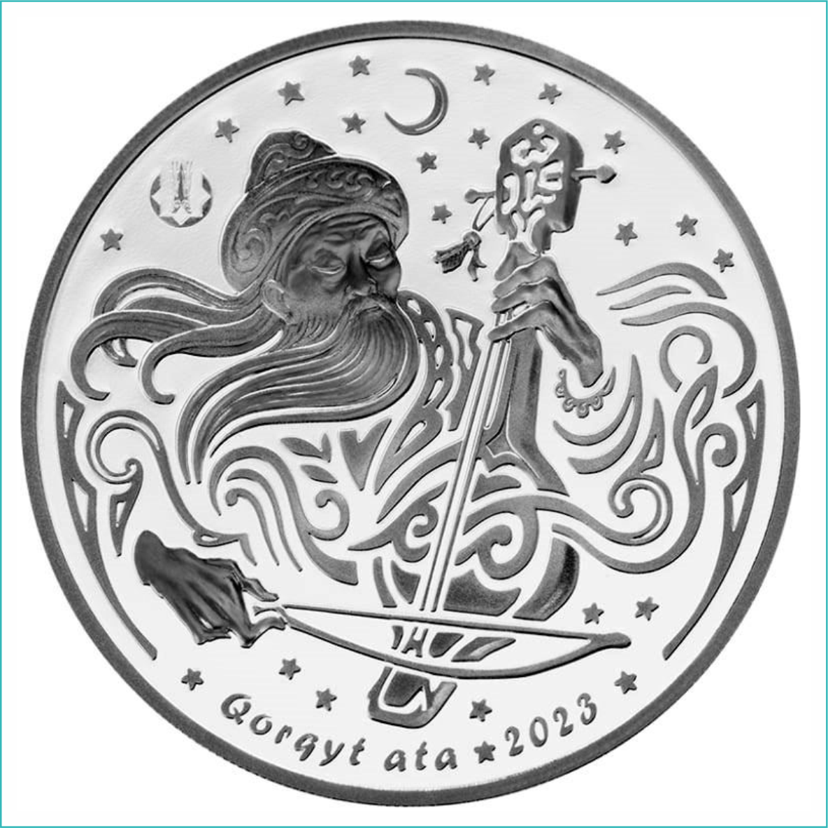 Монета "Коркыт Ата - Qorqyt Ata" 500 тенге (Серебро 925)