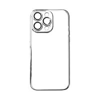 Чехол на iPhone 15 Pro Max прозрачный с серебристой окантовкой