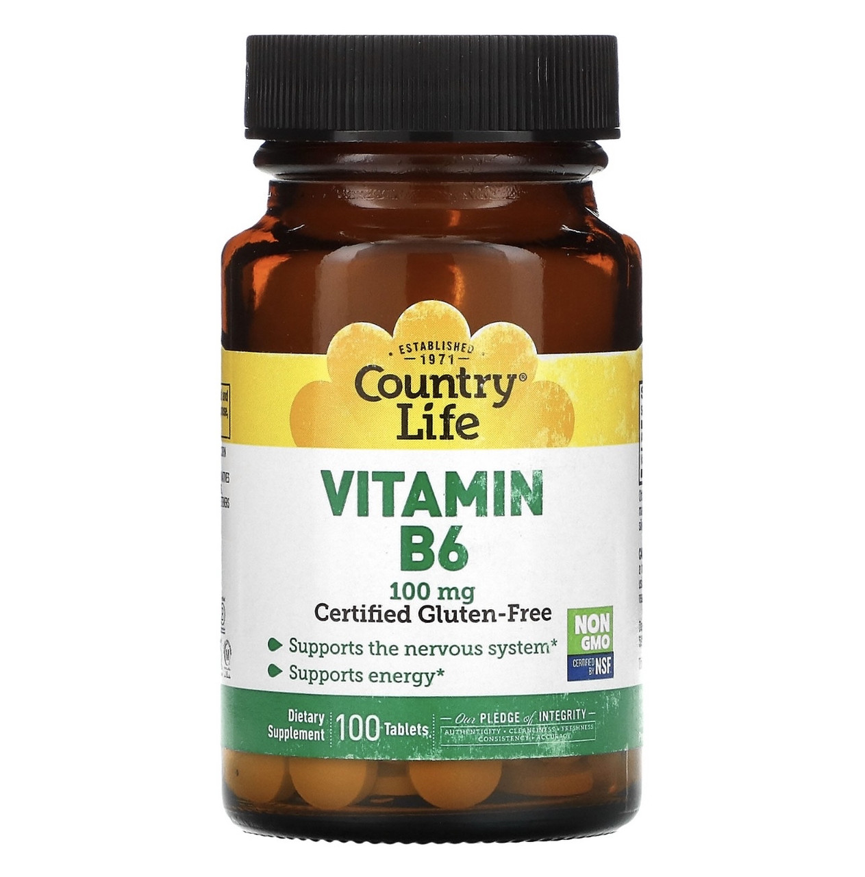 Country life витамин В6, 100мг, 100 таблеток - фото 1 - id-p111608409