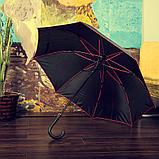 Зонт-трость BACK TO BLACK, пластиковая ручка, полуавтомат, фото 5