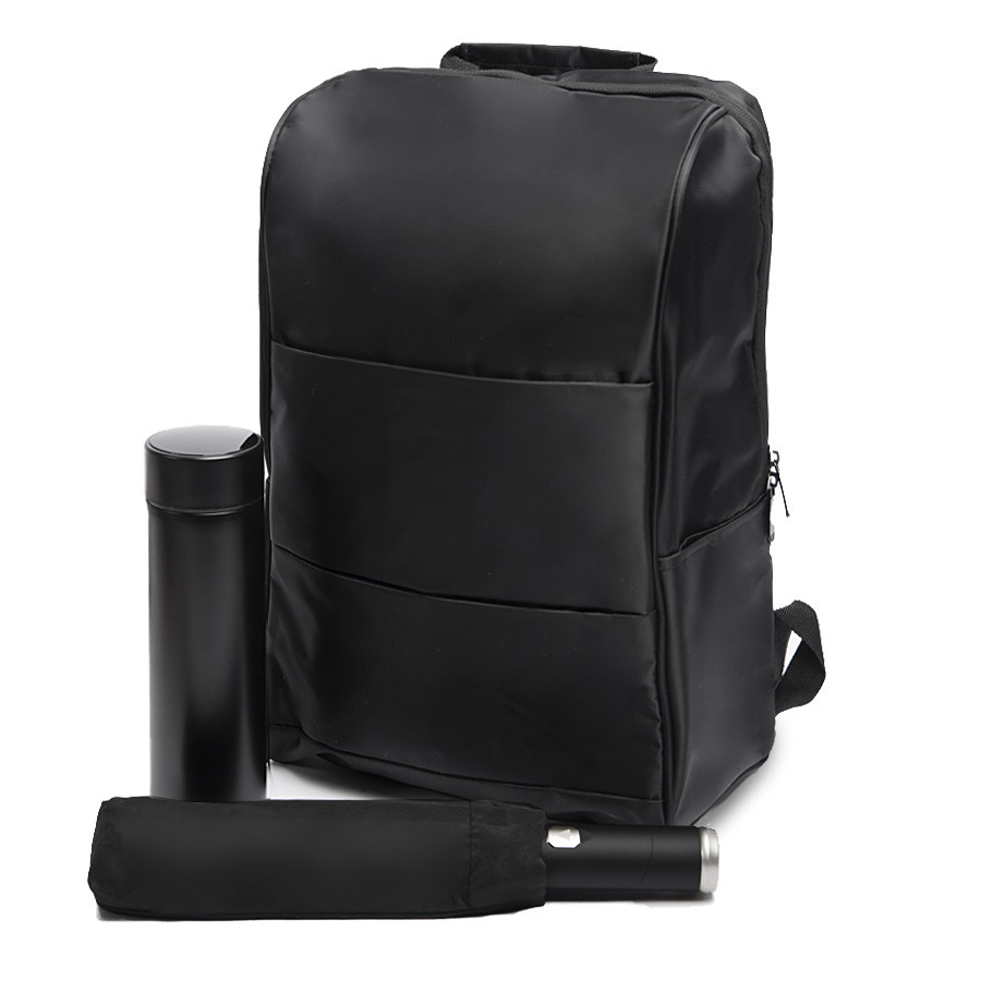 Набор подарочный BLACK POWER: термос, зонт складной, рюкзак, черный - фото 1 - id-p111612571