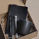 Набор подарочный DESKTOP: кружка, ежедневник, ручка,  стружка, коробка, черный/голубой, фото 2
