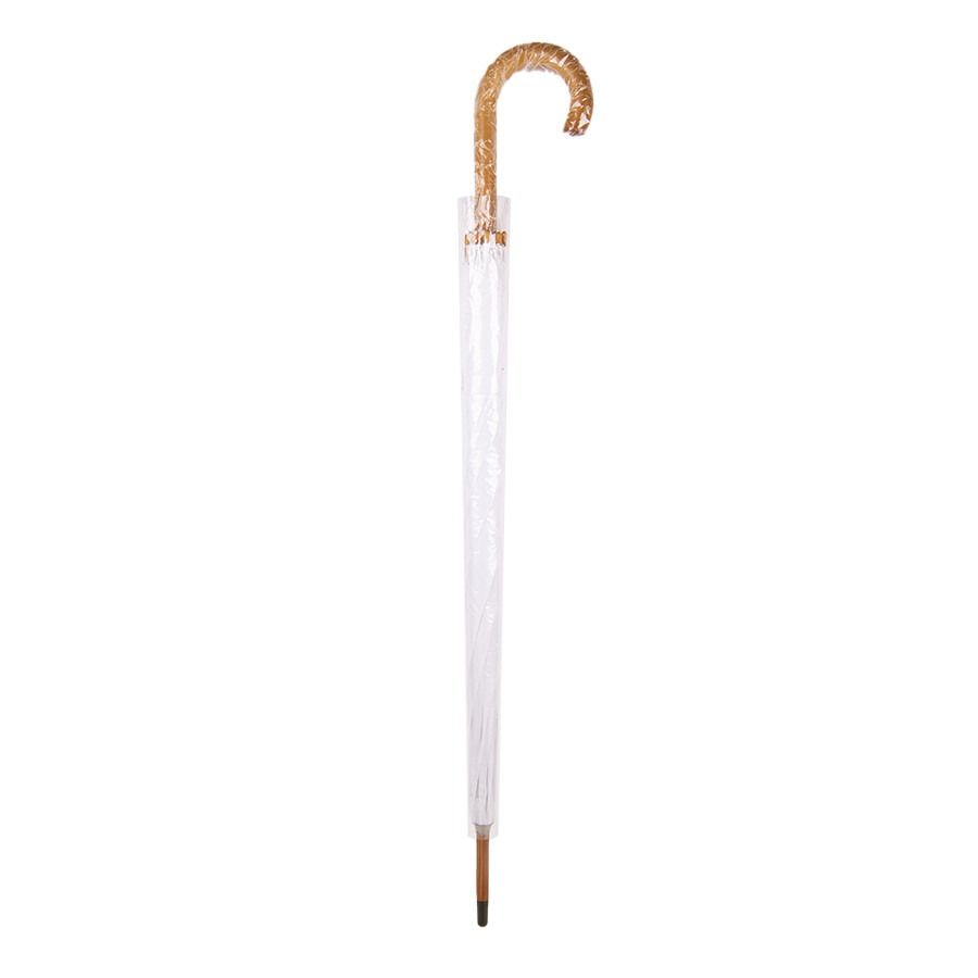 Зонт-трость с деревянной ручкой, полуавтомат; белый; D=103 см, L=90см; нейлон - фото 1 - id-p111612755