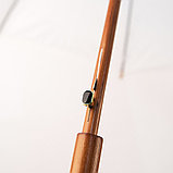 Зонт-трость с деревянной ручкой, полуавтомат; белый; D=103 см, L=90см; нейлон, фото 4