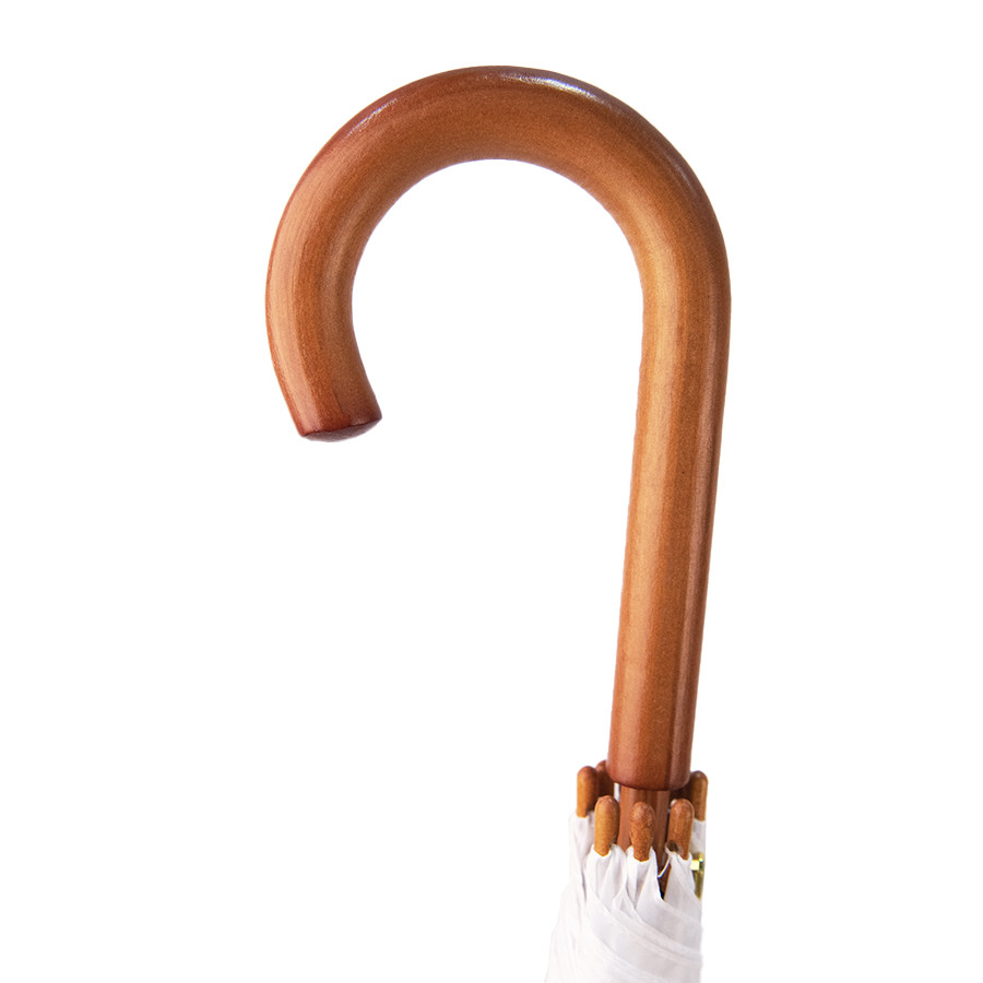 Зонт-трость с деревянной ручкой, полуавтомат; белый; D=103 см, L=90см; нейлон - фото 5 - id-p111612755